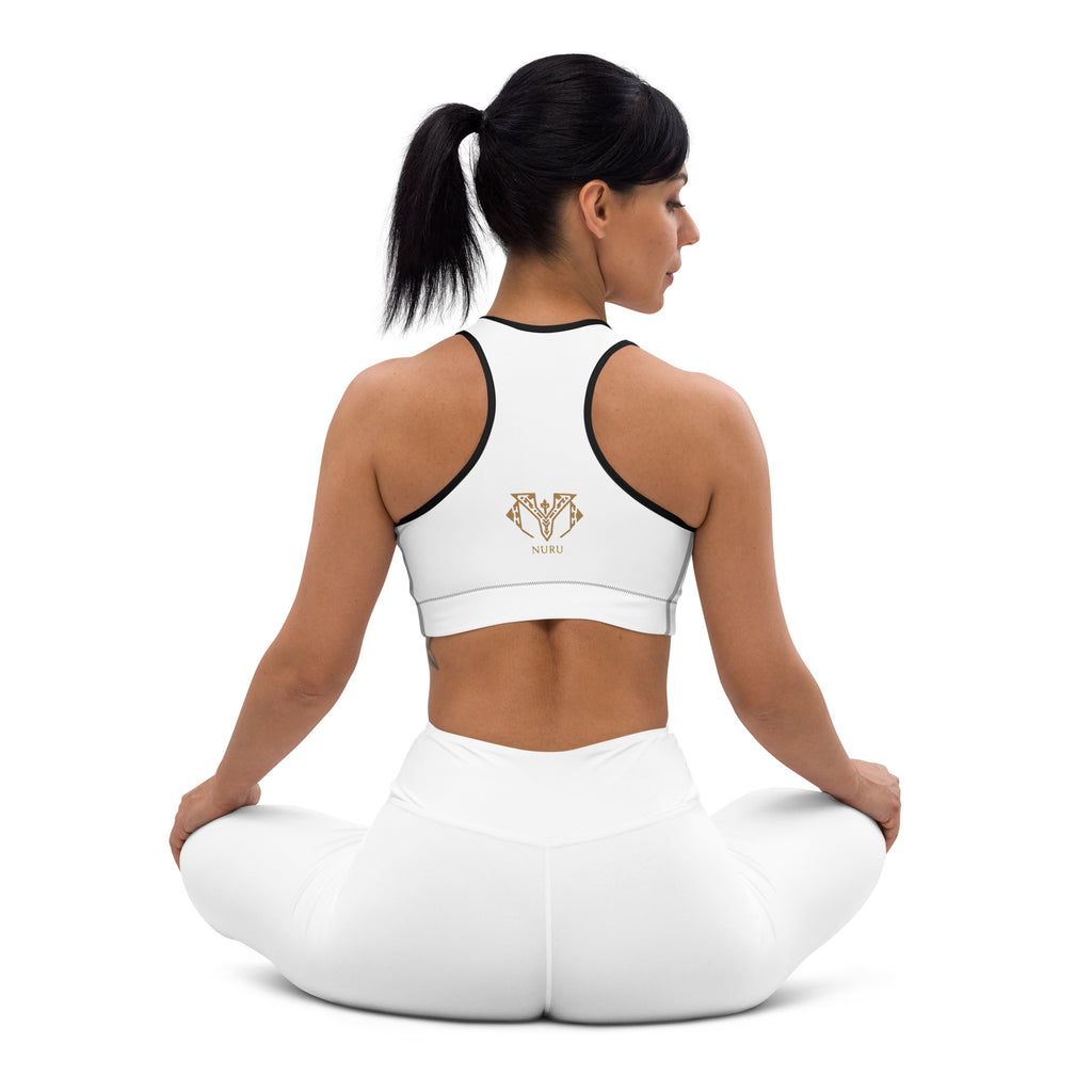 NURU SACRED WHITE SPORTS BRA - Glow By Hellen