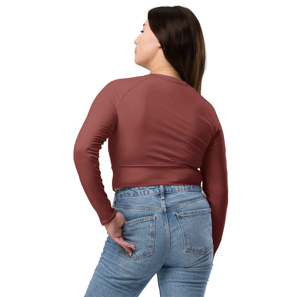 NURU TERRACOTTA LONG SLEEVE CROP TOP