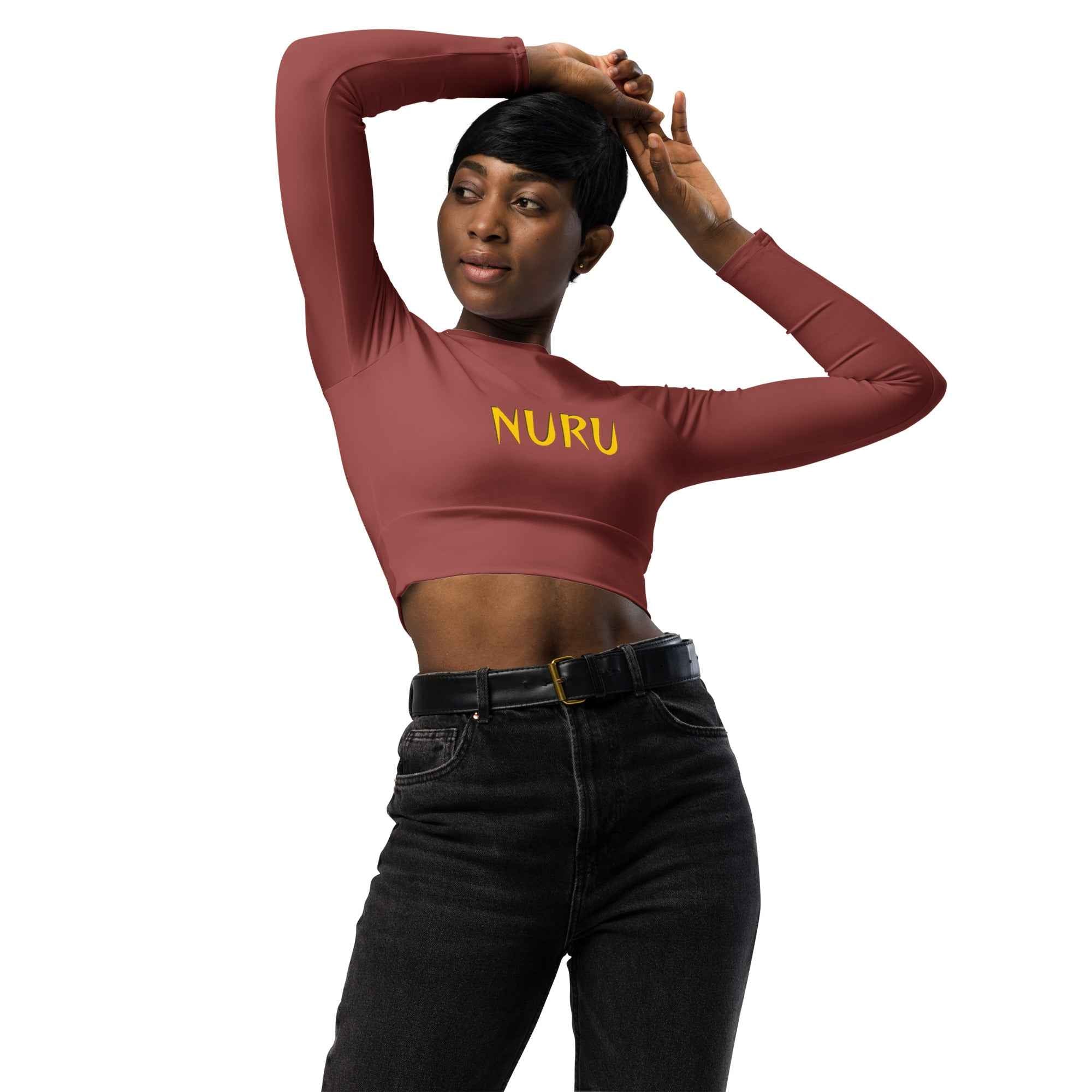 NURU TERRACOTTA LONG SLEEVE CROP TOP