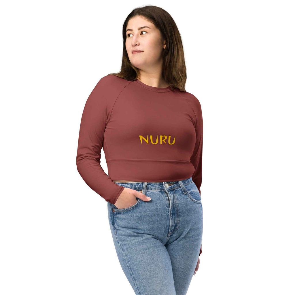 NURU TERRACOTTA LONG SLEEVE CROP TOP