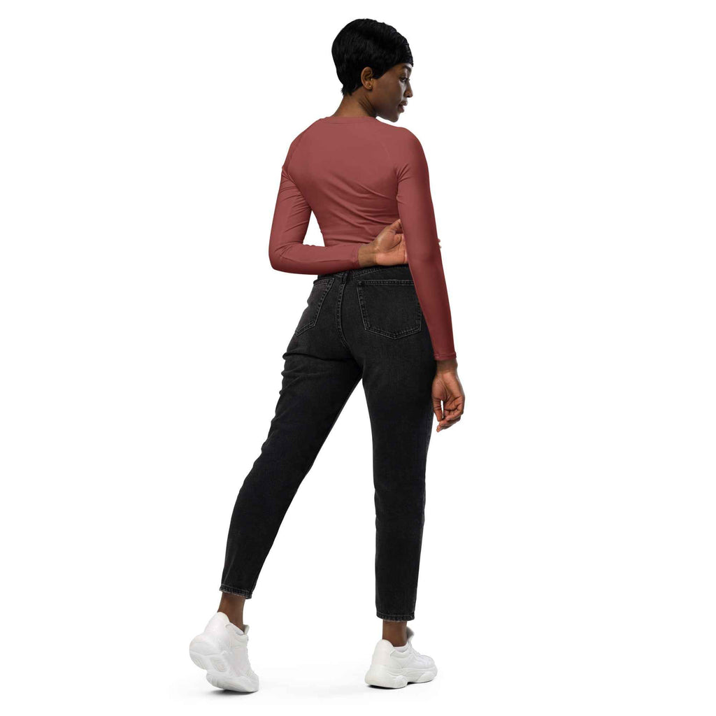 NURU TERRACOTTA LONG SLEEVE CROP TOP