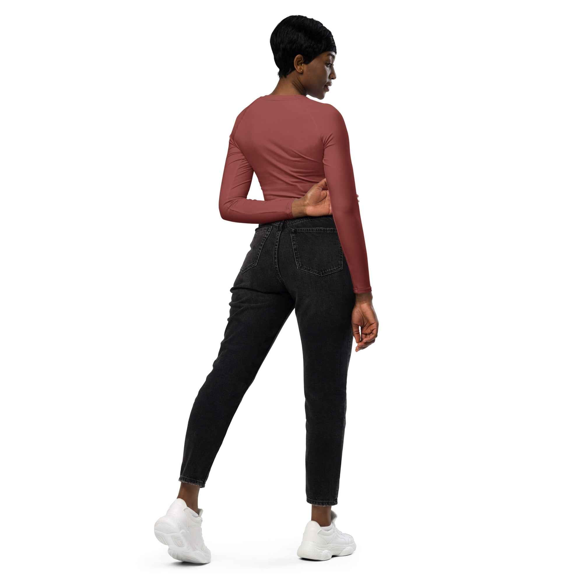NURU TERRACOTTA LONG SLEEVE CROP TOP