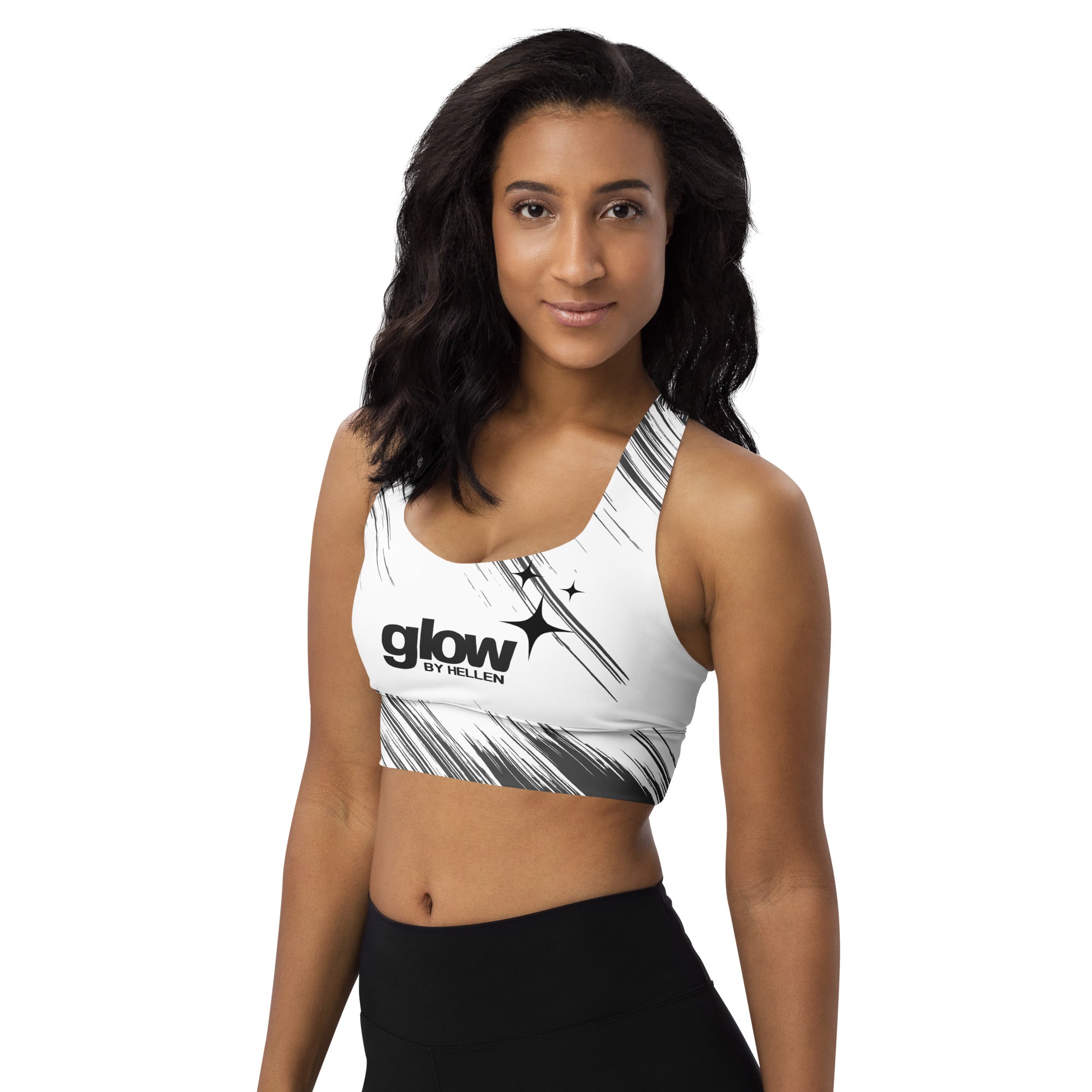 GLOW BLACK & WHITE DYNAMIC LONGLINE SPORTS BRA Secondary image