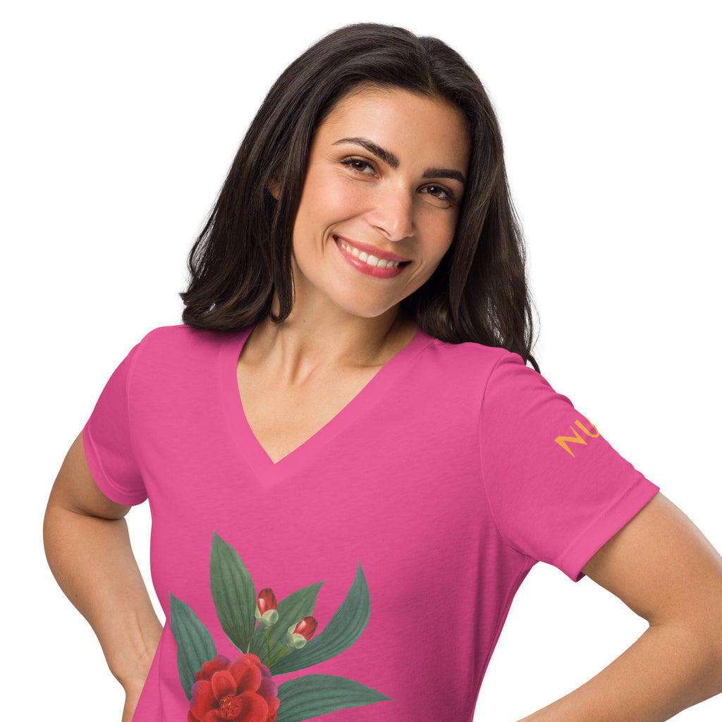 NURU CAMELLIA V-NECK RITUAL TEE - Glow By Hellen