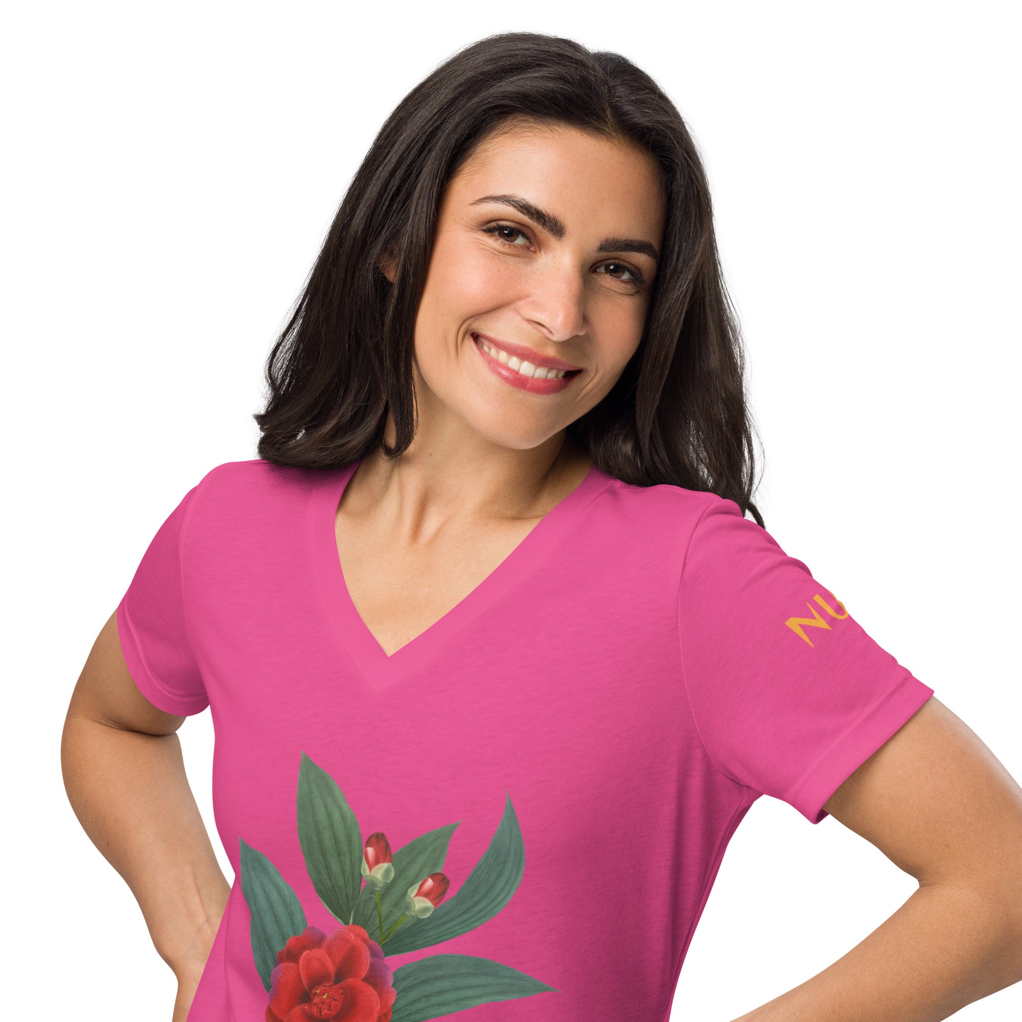 NURU CAMELLIA V-NECK RITUAL TEE - Glow By Hellen