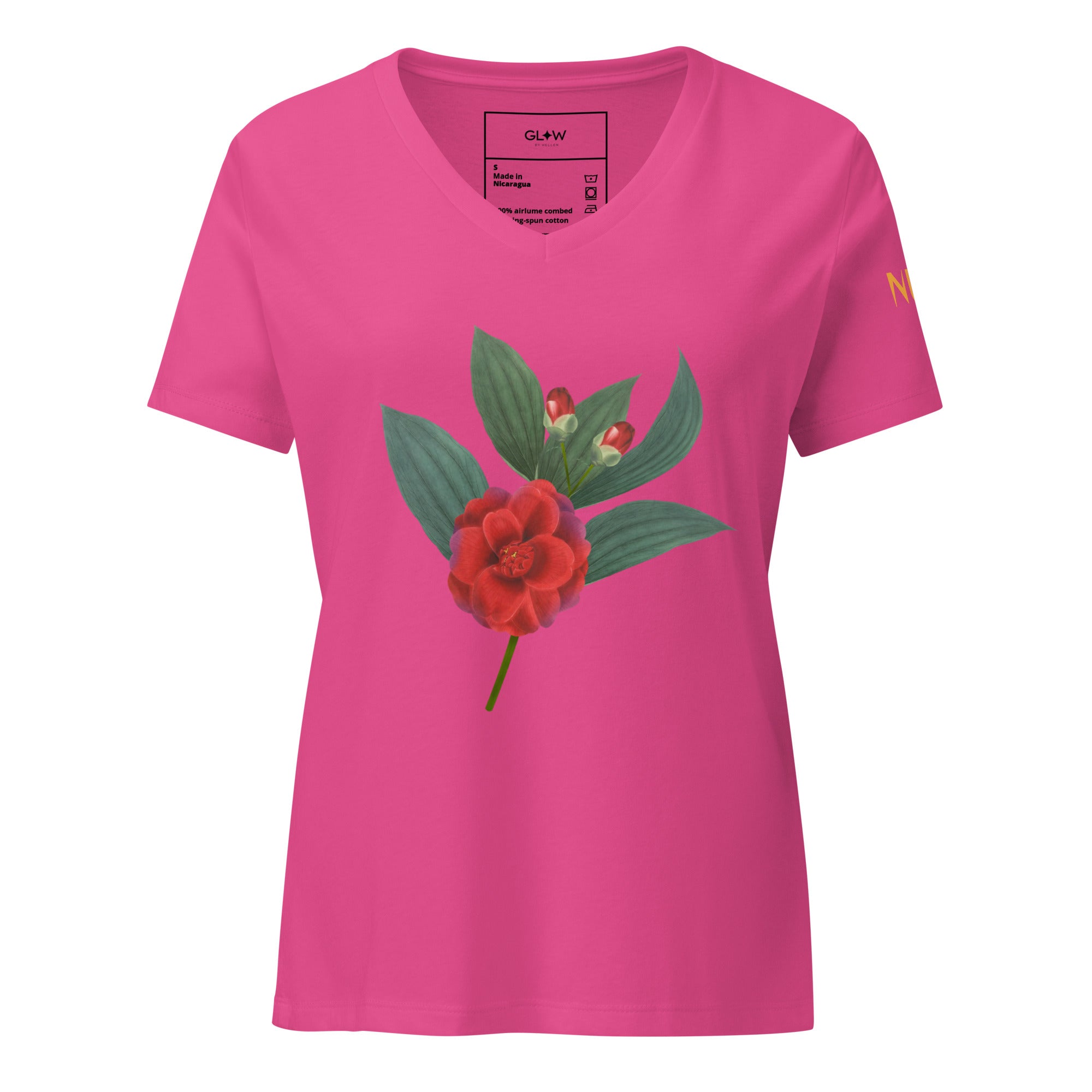 NURU CAMELLIA V-NECK RITUAL TEE - Glow By Hellen
