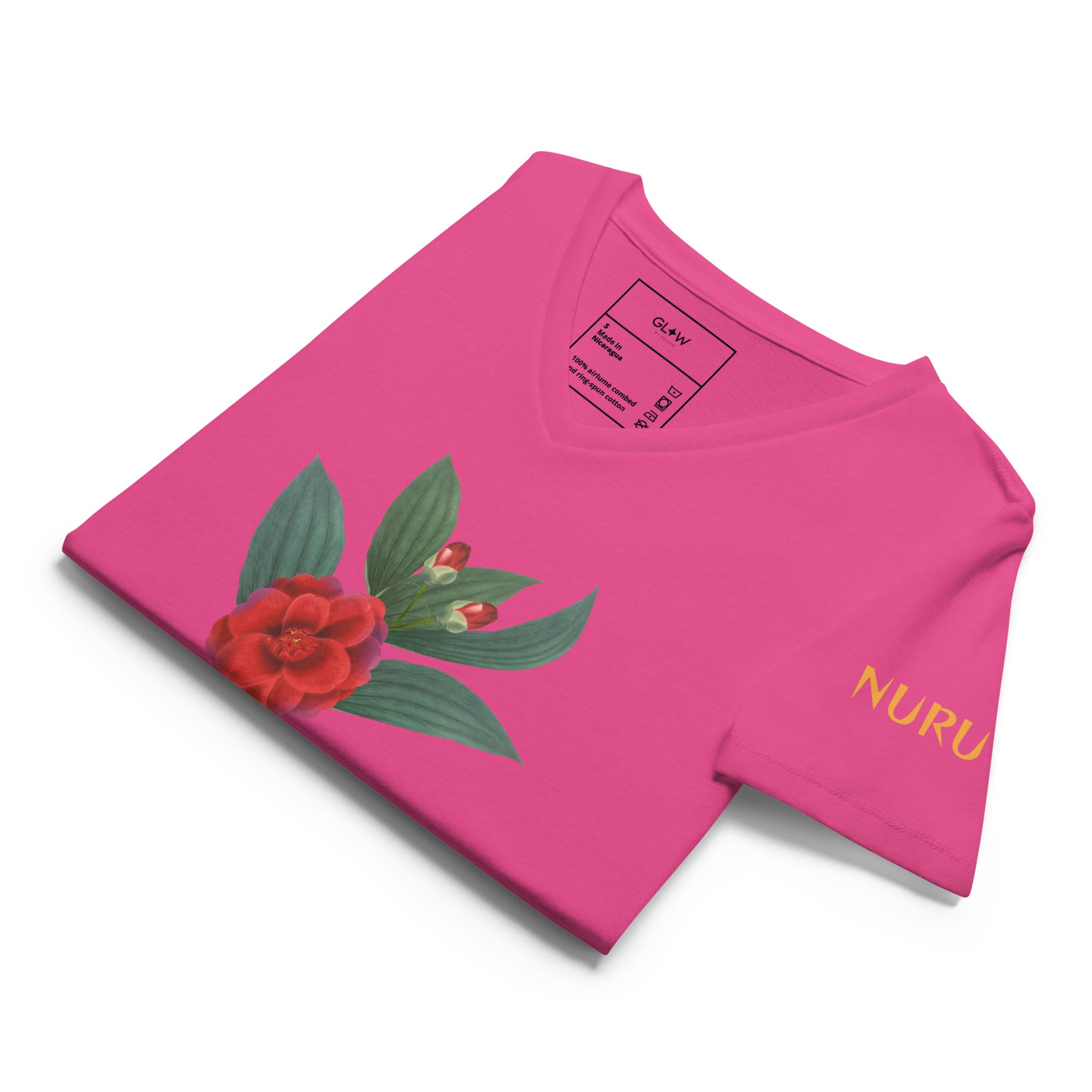 NURU CAMELLIA V-NECK RITUAL TEE - Glow By Hellen