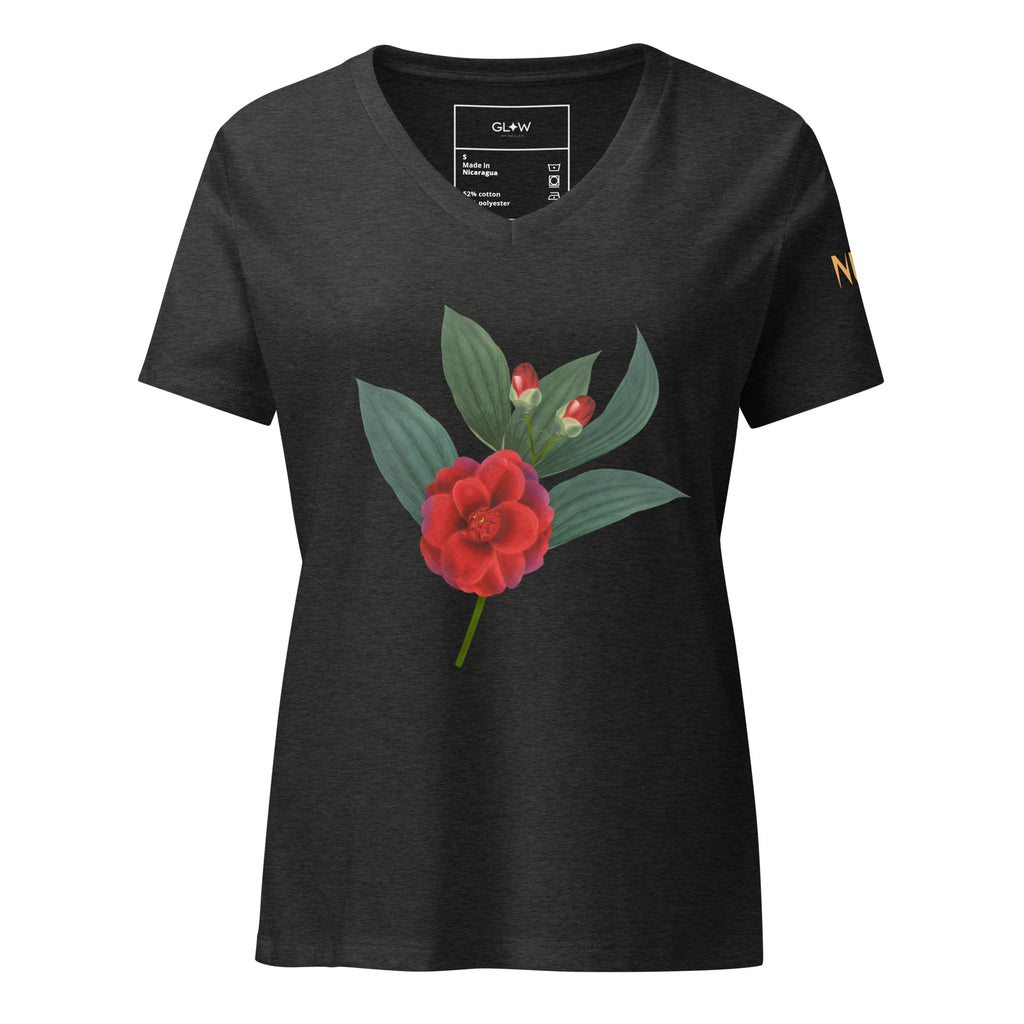 NURU CAMELLIA V-NECK RITUAL TEE - Glow By Hellen