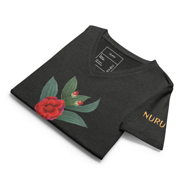 NURU CAMELLIA V-NECK RITUAL TEE - Glow By Hellen