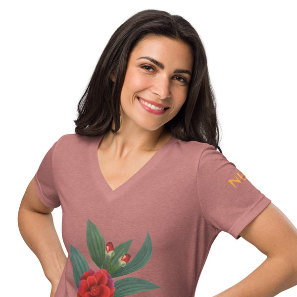 NURU CAMELLIA V-NECK RITUAL TEE - Glow By Hellen