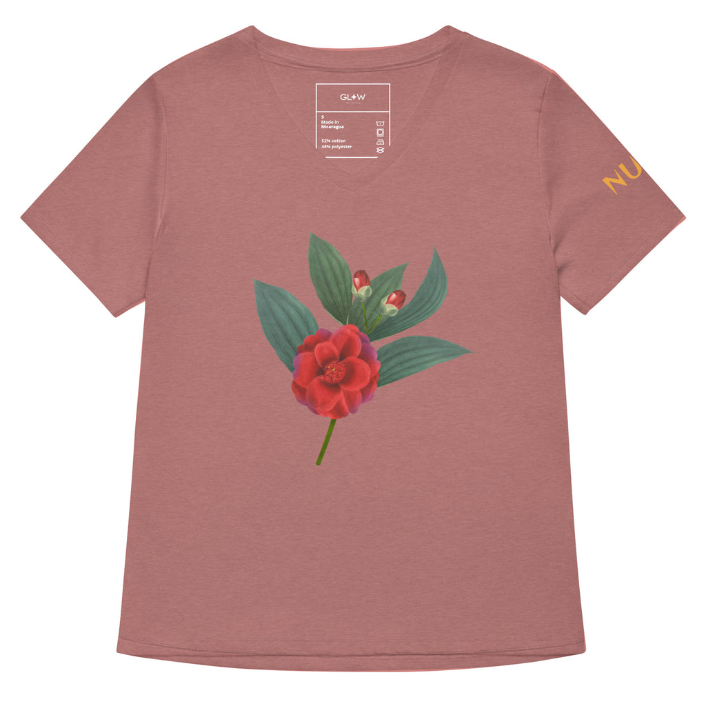 NURU CAMELLIA V-NECK RITUAL TEE - Glow By Hellen