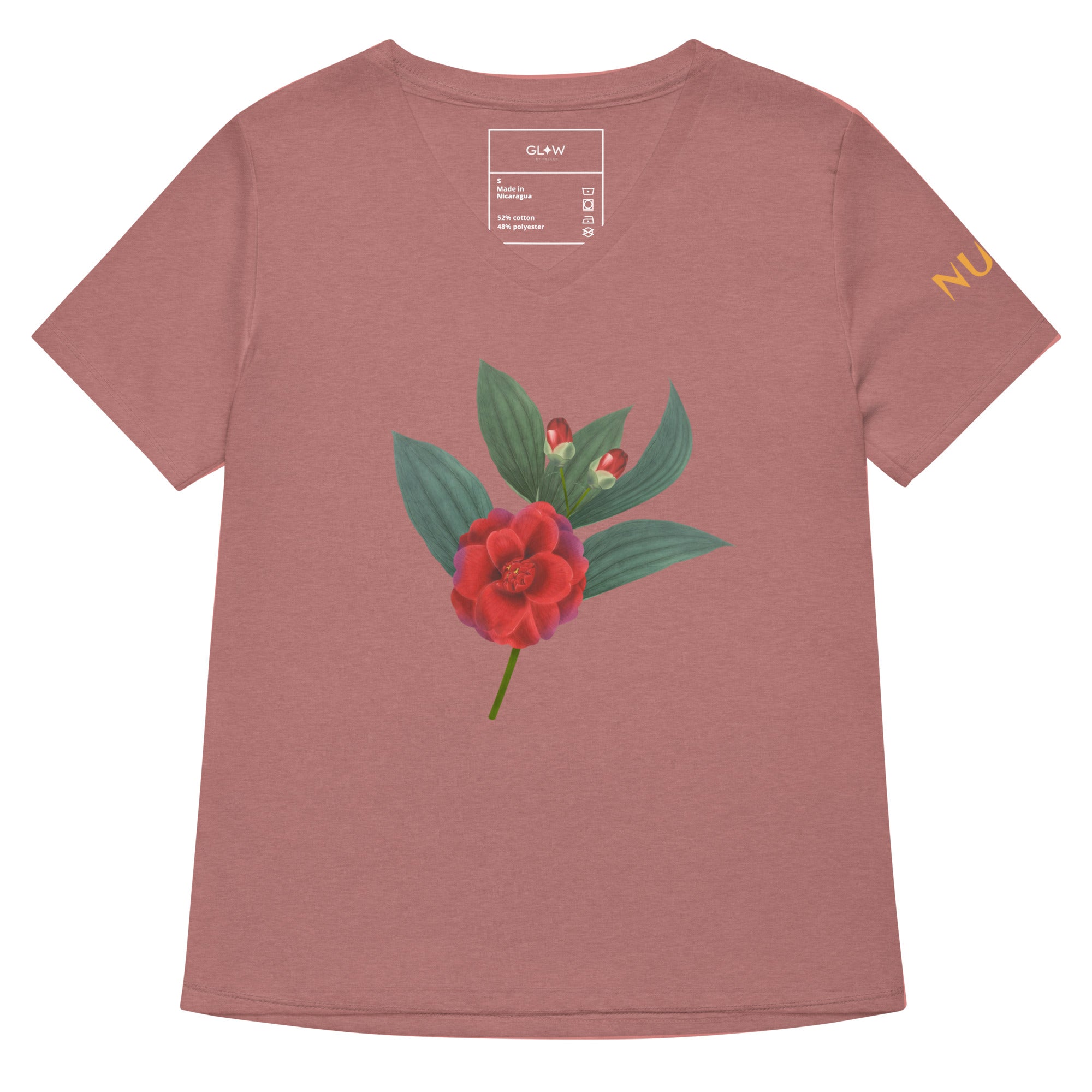 NURU CAMELLIA V-NECK RITUAL TEE - Glow By Hellen