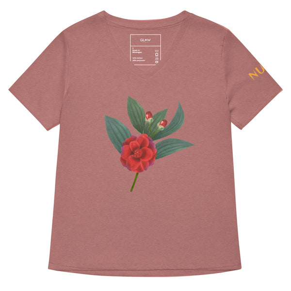 NURU CAMELLIA V-NECK RITUAL TEE - Glow By Hellen