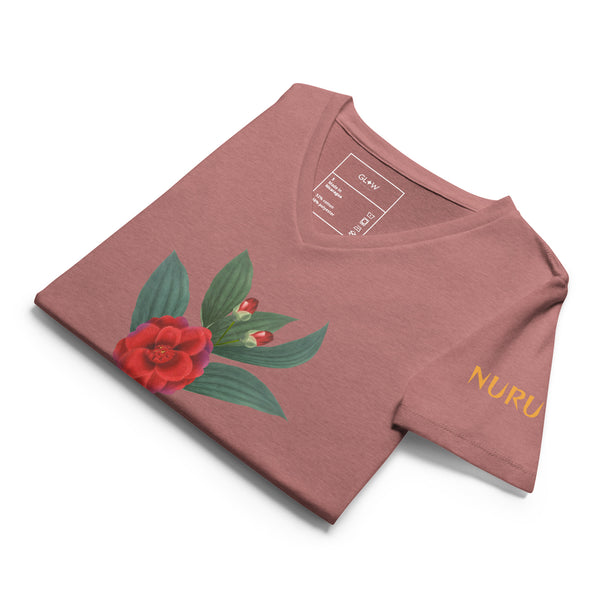NURU CAMELLIA V-NECK RITUAL TEE - Glow By Hellen