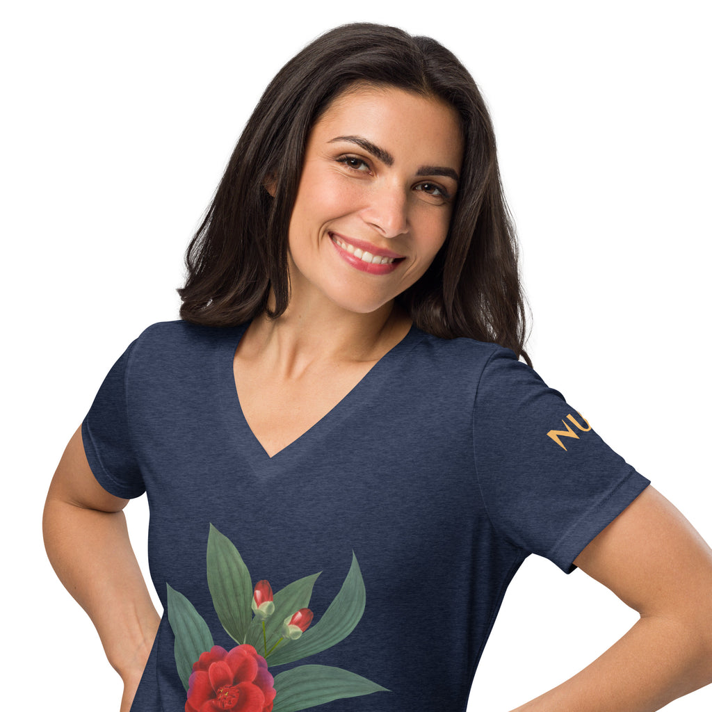 NURU CAMELLIA V-NECK RITUAL TEE - Glow By Hellen