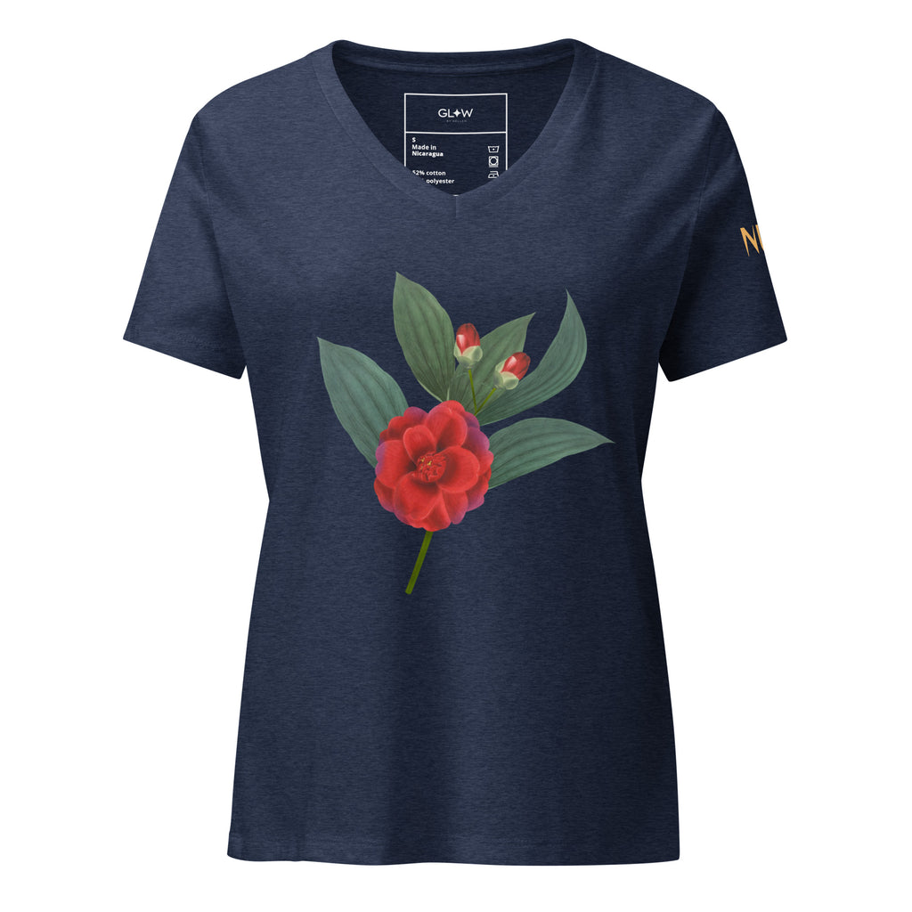 NURU CAMELLIA V-NECK RITUAL TEE - Glow By Hellen