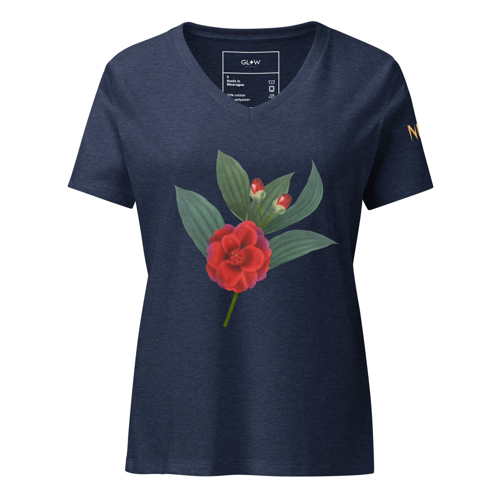 NURU CAMELLIA V-NECK RITUAL TEE - Glow By Hellen