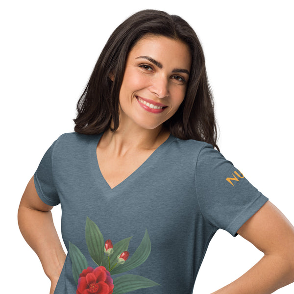 NURU CAMELLIA V-NECK RITUAL TEE - Glow By Hellen