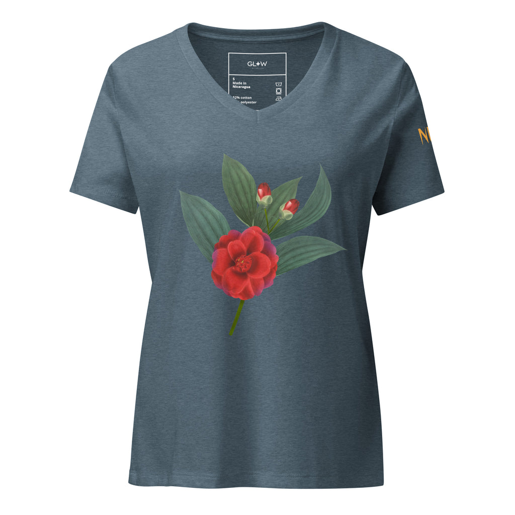 NURU CAMELLIA V-NECK RITUAL TEE - Glow By Hellen
