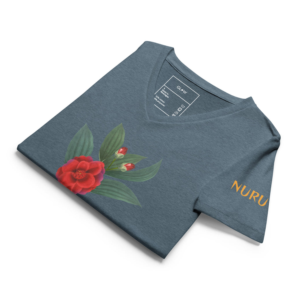 NURU CAMELLIA V-NECK RITUAL TEE - Glow By Hellen
