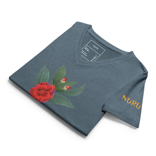 NURU CAMELLIA V-NECK RITUAL TEE - Glow By Hellen