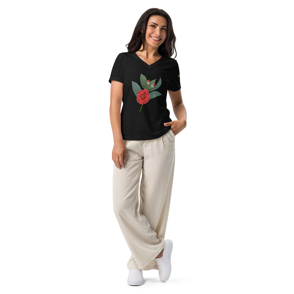 NURU CAMELLIA V-NECK RITUAL TEE - Glow By Hellen