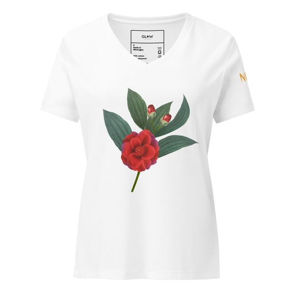 NURU CAMELLIA V-NECK RITUAL TEE - Glow By Hellen