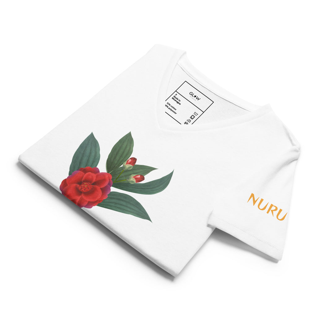 NURU CAMELLIA V-NECK RITUAL TEE - Glow By Hellen