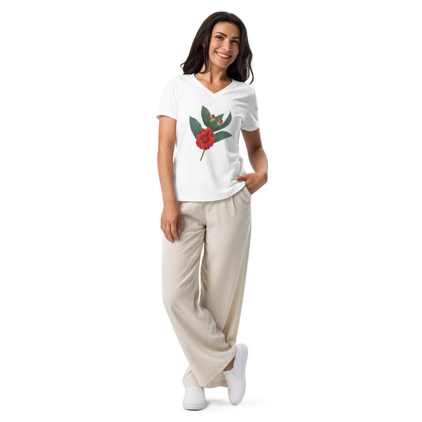 NURU CAMELLIA V-NECK RITUAL TEE - Glow By Hellen