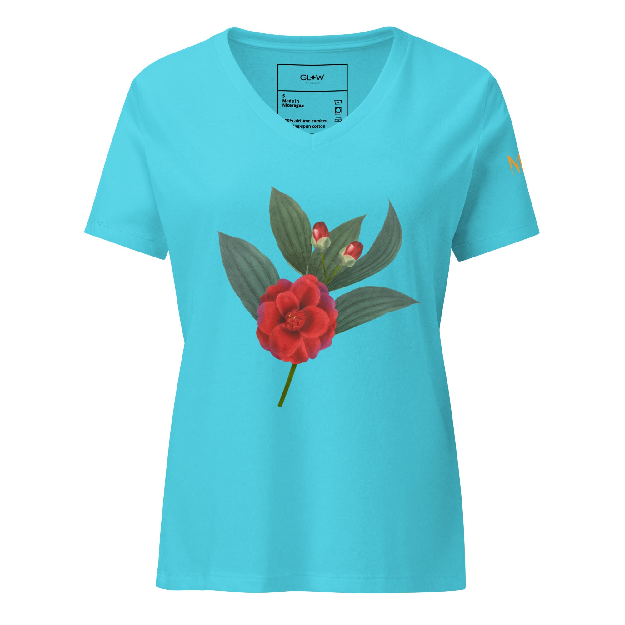 NURU CAMELLIA V-NECK RITUAL TEE - Glow By Hellen