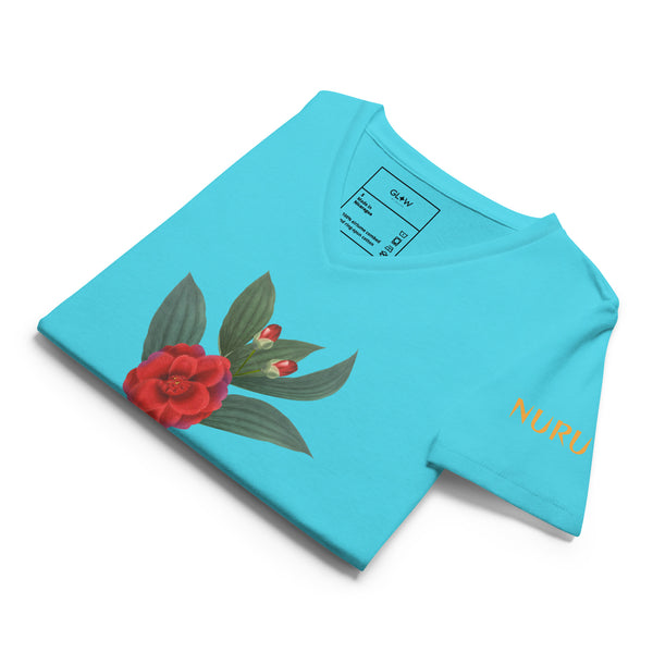 NURU CAMELLIA V-NECK RITUAL TEE - Glow By Hellen