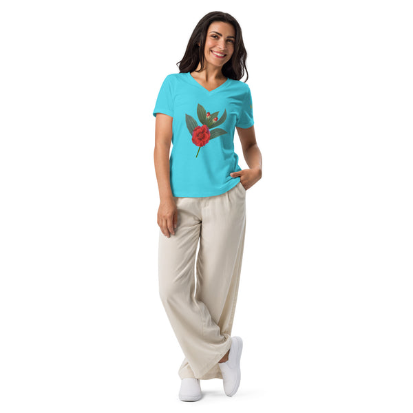 NURU CAMELLIA V-NECK RITUAL TEE - Glow By Hellen